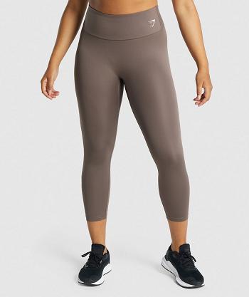 Legginsy Damskie Gymshark Treningowe 7/8 Brązowe | PL 2325MQZ